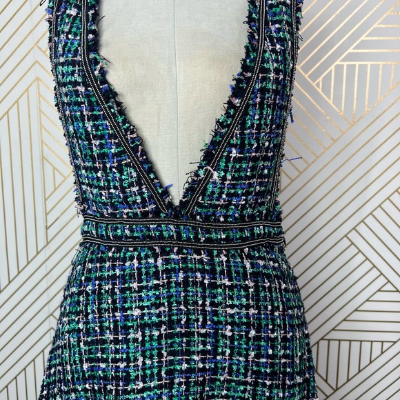 Zara Tweed Plaid Sleeveless Jumper Overall Dress in Green Size US Small - Picture 4 of 11